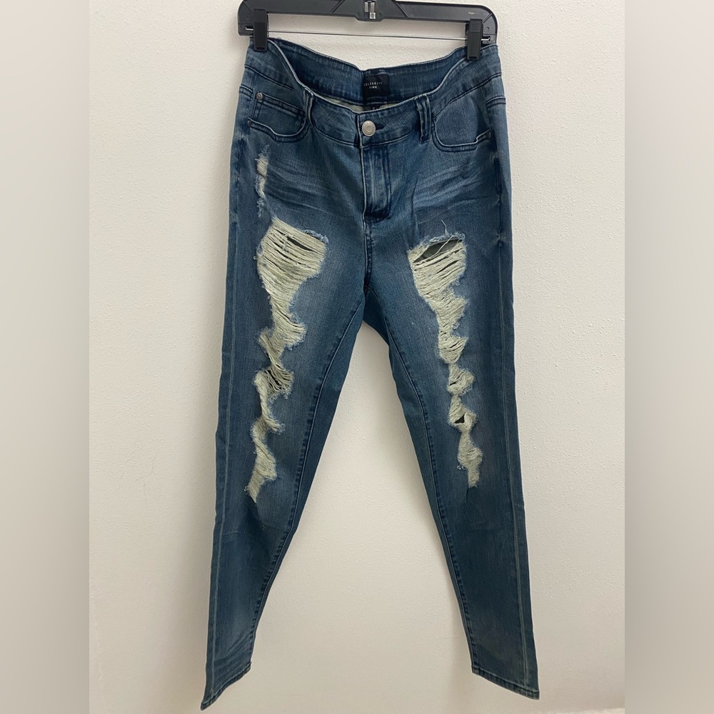 jeans skinny wet seal celebrity pink distressed skinny five pocket